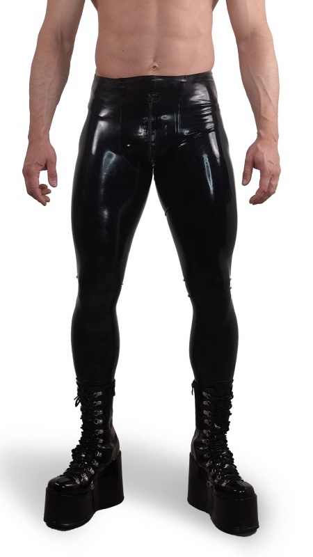 Latexové pánské legíny se zipem černé