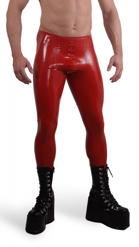 Latexové pánské legíny se zipem červené