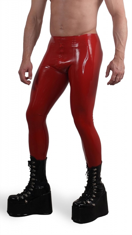 Latexové pánské legíny se zipem červené