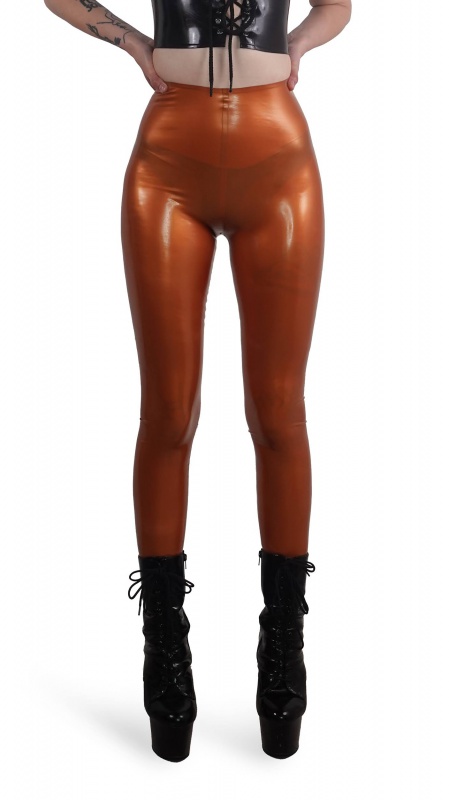 Latexové legíny s vysokým pasem bronzové