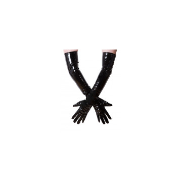 Černé lakové rukavice dlouhé