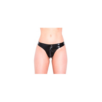 Latexová dámská tanga se zipem přes rozkrok