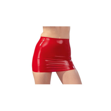 Latexová sukně jednoduchého střihu v červené barvě